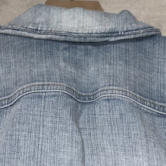 Guess Womens Sleeveless Denim Jean Jacket Vest XS Light Wash Distressed Retro - Picture 7 of 11